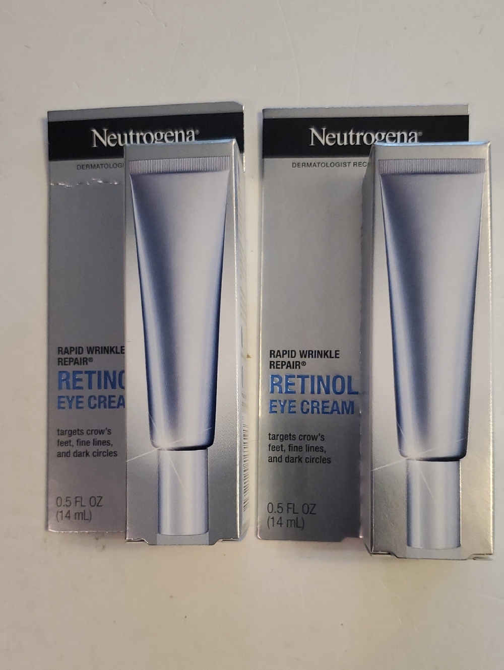 Neutrogena Retinol Eye Cream - Silver and Blue Packaging  lot of 2-0.5 FL ounce